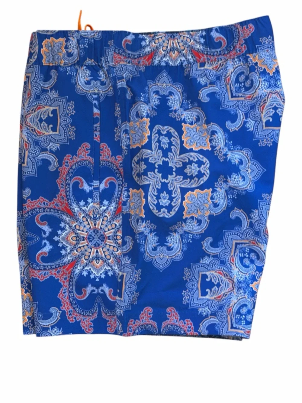 NWT 2XL Robert Graham Blue Paisley Swim Trunks with Orange Drawstring